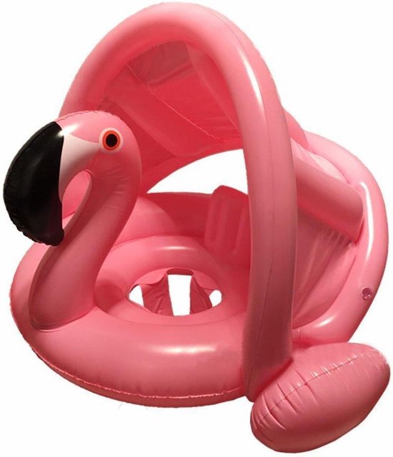 Flotteur Piscine Bébé Avec Auvent – Siège De Sécurité Gonflable – Flamant Rose – Dès 6 Mois