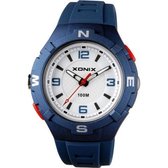 Blauw Xonix heren horloge met backlight en zijverlichting CAL-003 waterdicht