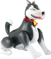 Hond Ballon - Husky Ballon - 3D Ballon - 58 x 53 cm - Ballon Groot - Inclusief Opblaasrietje - Honden Ballon - Ballonnen - Ballonnen Verjaardag - Helium Ballonnen - Folieballon - Grijs