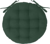 Atmosphera DELUXE stoelkussen rond groen - ronde stoelkussens - D38 cm - Met 2 lintjes