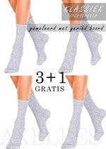 Klassieke sportsokken, geribd enkelboord, lichtgrijs, 3+1 gratis geschenkset, maat 36/37 (23).