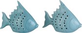 J-Line Vis Porselein Mat/Blinkend Blauw Small Assortiment Van 2