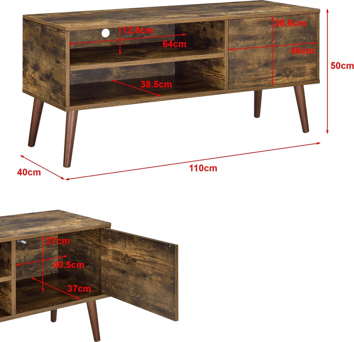 en.casa] Bamboe kast Grong 110x66x40 cm houtkleurig