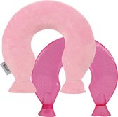 Kufl Nekkruik van PVC van hoogste kwaliteit roze - kruik met extra zachte fleece hoes, en grote opening, geurloos - warmwaterkruik voor de nek cadeautje moederdag