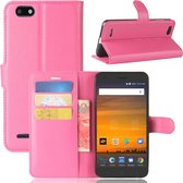 ZTE Blade Force / N9517 Litchi Texture horizontale flip lederen tas met houder & kaartsleuven & portemonnee (magenta)