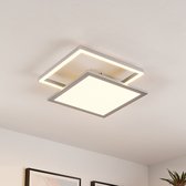 Lucande - LED plafondlamp- met dimmer - 2 lichts - ijzer, aluminium, kunststof - H: 4.95 cm - zilver - Inclusief lichtbronnen