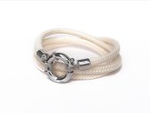 Jolla - bracelet wrap femme - argent - corde - Classic Rope - Crème