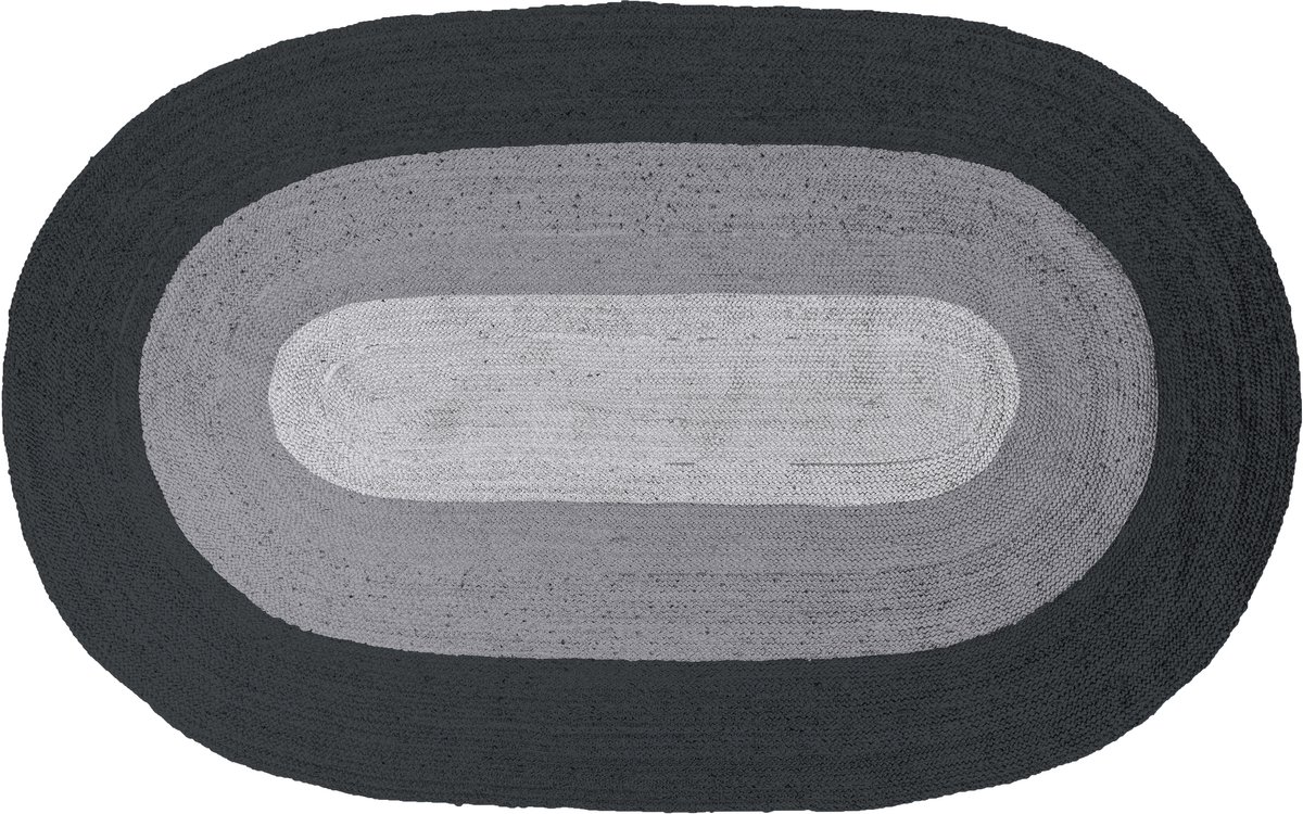 BePureHome Border vloerkleed ovaal - Jute - Zwart - 170x300