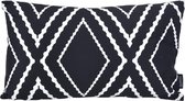 Yana Black Long Kussenhoes | Katoen / Polyester | 30 x 50 cm | Zwart/Wit