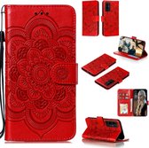 Voor Huawei Honor 30 Mandala Embossing Patroon Horizontale Flip PU lederen hoes met houder & kaartsleuven & Walle & lanyard (rood)