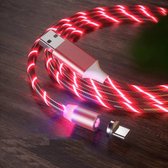 USB naar Type-C / USB-C Magnetische zuigkracht Kleurrijke Streamer Oplaadkabel mobiele telefoon, lengte: 1m (rood licht)