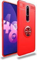 Metalen ringhouder 360 graden roterende TPU-hoes voor OPPO F11 Pro (rood + rood)