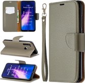 Voor Xiaomi Redmi Note 8 Litchi Texture Pure Color Horizontale Flip PU Leather Case met houder & kaartsleuven & Wallet & Lanyard (grijs)