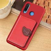 Leaf Buckle Litchi Texture Card Holder PU + TPU Case met Card Slot & Holder & Wallet & Photo Frame voor Huawei Nove 4E / P30 Lite (Rood)