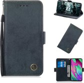 Voor Galaxy A40 retro horizontale flip pu lederen tas met kaartsleuven en houder (zwart)