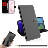 Voor Galaxy Note 10 Lite / A81 Lmitated Mirror Surface Horizontale Flip Leather Case met houder & kaartsleuven & Wallet & Lanyard (zwart)