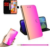 Voor Galaxy A11 Lmitated Mirror Surface Horizontale Flip Leather Case met houder & kaartsleuven & Wallet & Lanyard (kleurverloop)