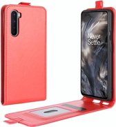 Voor OnePlus Nord R64 Texture enkele verticale flip lederen beschermhoes met kaartsleuven en fotolijst (rood)