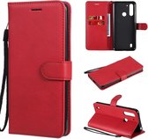 Voor Motorola Moto G8 Power Lite Effen Kleur Horizontale Flip Beschermende Leren Case met Houder & Kaartsleuven & Portemonnee & Fotolijst & Lanyard (Rood)