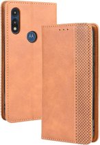 Voor Motorola Moto E (2020) Magnetische Gesp Retro Crazy Horse Textuur Horizontale Flip Leren Case, met Houder & Kaartsleuven & Fotolijst (Bruin)