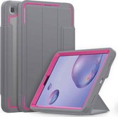 Voor Samsung Galaxy Tab A 8.4 (2020) T307 Acryl + TPU Horizontale Flip Smart Leather Case met Drievoudige houder & Pen Slot & Wake-up / Slaapfunctie (Rose Red + Grey)