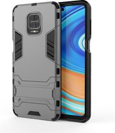 Voor Geschikt voor Xiaomi Redmi Note 9 Pro Max schokbestendige pc + TPU beschermhoes met onzichtbare houder (grijs)