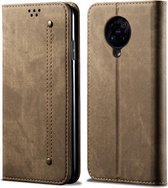 Voor Xiaomi Redmi K30 Pro / POCO F2 Denim Texture Casual stijl Horizontale flip lederen tas met houder en kaartsleuven en portemonnee (kaki)