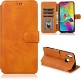 Voor Samsung Galaxy M20 Kalfs Textuur Magnetische Gesp Horizontale Flip Leren Case met Houder & Kaartsleuven & Portemonnee & Fotolijst (Kaki)