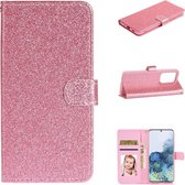 Voor Samsung Galaxy S20 Ultra Glitter Poeder Horizontaal Flip Leren Hoesje met Kaartsleuven & Houder & Fotolijst & Portemonnee (Roze)