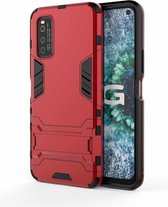 Voor Vivo IQOO Neo3 PC + TPU schokbestendige beschermhoes met onzichtbare houder (rood)