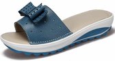 Bowknot Hollow Design Fashion Wild Casual Dames Slippers (Kleur: Blauw Maat: 37)
