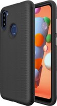 Voor Samsung Galaxy M11 Triangle Armor Texture TPU + PC Case (Zwart)