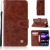 Voor ZTE N9132 Retro koperen knop Crazy Horse Horizontale Flip PU lederen tas met houder & kaartsleuven & portemonnee & lanyard (bruin)