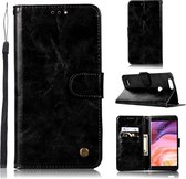 Voor ZTE Blade Z Max / Z982 Retro koperen knop Crazy Horse Horizontale Flip PU lederen tas met houder & kaartsleuven & portemonnee & lanyard (zwart)