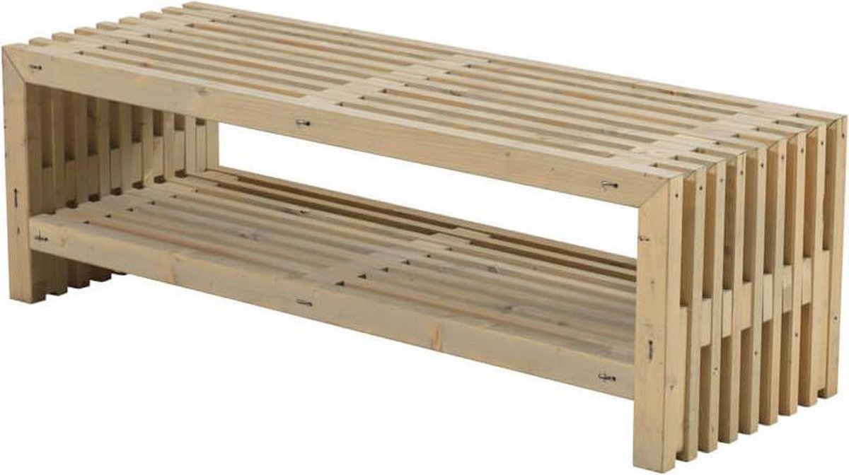 Lattenbank vuren met plank - Rustik Design 138 cm driftwood geverfd