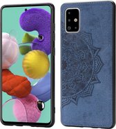 Voor Galaxy A71 Mandala reliÃ«f stoffen hoes PC + TPU mobiele telefoonbehuizing met magnetische functie en draagriem (blauw)