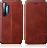 Voor OPPO K5 / Realme XT / Realme X2 GeÃ¯ntegreerde elektriciteit die op Retro-textuur drukt Magnetische TPU + PU-lederen tas met kaartsleuf en houder (bruin)