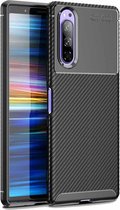 Beetle Series Carbon Fiber Texture Shockproof TPU Case voor Sony Xperia 2 (Zwart)