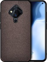 Voor Vivo S1 Pro (Indiase versie) Schokbestendige stoffen textuur PC + TPU beschermhoes (bruin)