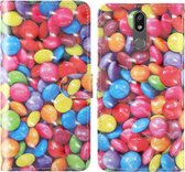 Voor LG K40 (2019) 3D-schilderij Gekleurd tekening patroon Horizontaal Flip TPU + PU lederen tas met houder & kaartsleuven & portemonnee & lanyard (gekleurde suiker)