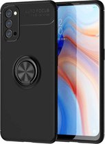 Voor OPPO Reno4 Lenuo schokbestendige TPU-beschermhoes met onzichtbare houder (zwart)
