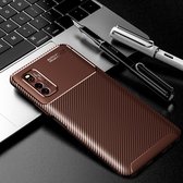 Voor vivo iQOO Neo3 5G koolstofvezel textuur schokbestendig TPU-hoesje (bruin)