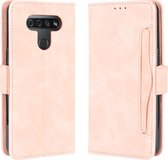 Voor LG K51 Wallet Style Skin Feel Calf Pattern Leather Case, met aparte kaartsleuf (roze)