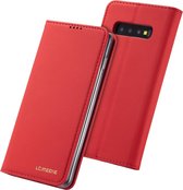 Voor Galaxy S10 LC.IMEEKE LC-002-serie Skin Hand Feeling PU + TPU Horizontale flip lederen tas met houder en kaartsleuf en portemonnee (rood)