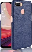 Voor Oppo A12 Shockproof Crocodile Texture PC + PU Case (blauw)