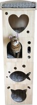 Rosewood kattenmand toren cave massief hout - 39x39x128 cm - 1 stuks