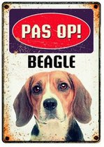 Plenty gifts waakbord blik beagle - 15x21 cm - 1 stuks