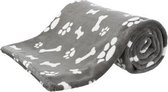 Trixie hondendeken kenny fleece bot / pootjes grijs - 150x100 cm - 1 stuks