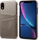 Suteni Calf Texture beschermhoes voor iPhone XR, met kaartsleuven (grijs)