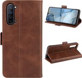 Voor OPPO Reno3 Dual-side magnetische gesp horizontale flip lederen tas met houder & kaartsleuven & portemonnee & fotolijst (bruin)